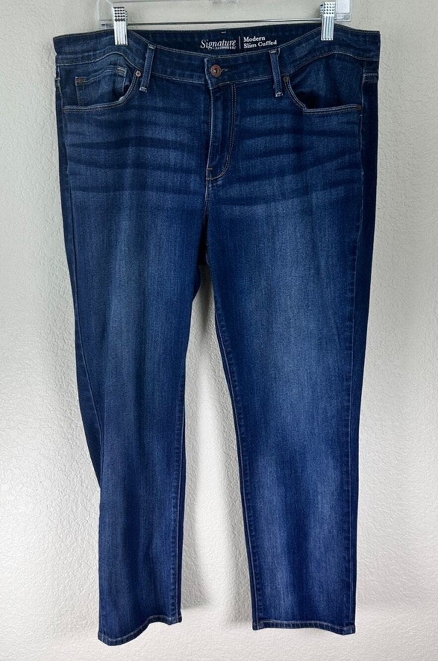 Levi’s Signature 18 Slim Fit Cuffed Jeans Dark Wash Y2K Stretch Denim